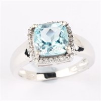 Sterling Silver, Blue Topaz Ring, 2.5 CTS