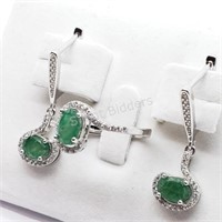 Sterling Silver, Cubic Zirconia Earring & Ring Set