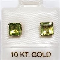 10K Yellow Gold, Peridot Earrings 1.22CT