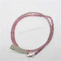 Sterling Silver, Natural Pink Sapphire Necklace