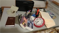 Misc Lot-Briefcase, 2 Harry Potter Books, Clock,