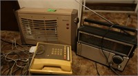 Electric Heater, Phone, & Radio