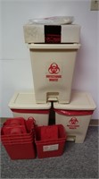 3 Large Infectious Waste Cans-6 Small