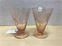 Pair Of - Morgan Depression Glass Tumblers Circa