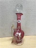 Mary Gregory Style Cranberry Cruet