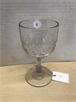 Pressed Glass Goblet - Rose Leaves Pattern Circa