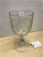 Rare Pressed Glass Goblet - Raspberry & Shield