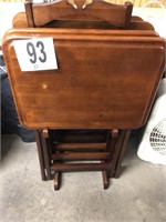 (4) Wooden TV Trays with Caddy