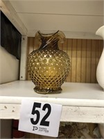 Brown Hobnail Glass Vase 7”