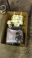 Box Lot Kitchenware and Telephone