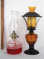 TWO CONTEMPORARY OIL LAMPS