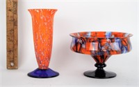 TWO PIECES OF CZECH GLASS