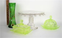 FOUR PIECES OF VICTORIAN GLASS