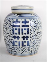 19TH C BLUE AND WHITE ASIAN GINGER JAR