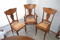 THREE ANTIQUE PRESS BACK CHAIRS
