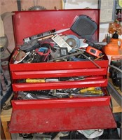 LARGE METAL TOOL BOX WITH CONTENTS