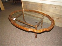 Wooden Coffee Table with Glass Inlay