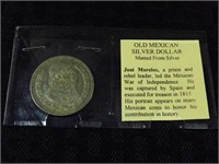 1957 Old  Mexican Silver Dollar