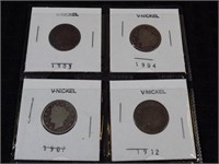 4 V Nickels :1903,1904,1907,1912