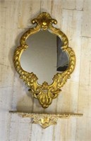 Gilt Framed Mirror with Console Shelf.