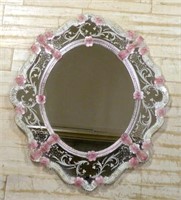 Pink Venetian Etched Mirror.