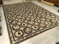 Hand Embroidered Needlepoint Wool Rug.