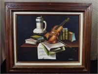 A. Wainer Violin Musical Oil Painting