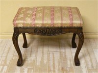 French Upholstered Oak Vanity Stool.