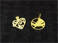 (2) 14k Gold Charms