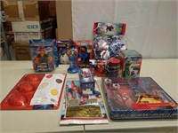 Spider-Man toys, boxing gloves, candy, stationary