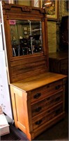 Furniture Oak Dresser With Mirror, 3 Drawers
