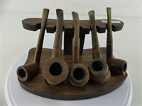 WOOD PIPE STAND W/5 PIPES