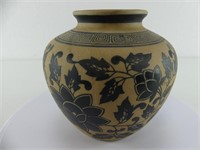 FLORAL DECORATED POTTERY VASE