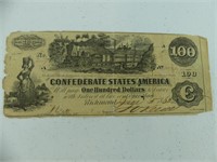CONFEDERATE STATES OF AMERICA $100 BEARER BOND
