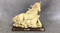 A. Belcari Resin Unicorn & Foal Figurine