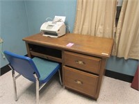 Wooden Desk, Faxphone, Chair