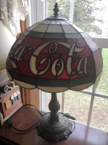 Coca Cola Stained Glass Styled Lamp, Coca Cola Table Lampshades