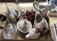 Collection of chicken figurines