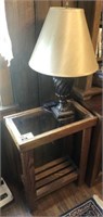 Glass top lamp table and lamp