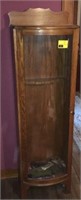 Oak Gun Cabinet With curved glass front. Contents