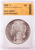 Coin 1890-S  Morgan Silver Dollar SGS MS67