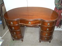 Kidney shaped mahogany desk