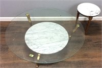 MARBLE BASE GLASS TOP COFFEE TABLE