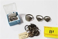 4 STERLING SILVER BSA RINGS AND BSA BUTTONS