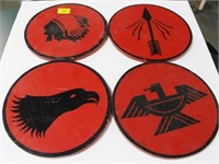 4 CRAFT MADE NATIVE AMERICAN INSPIRED WOODEN