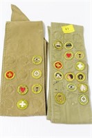 2 SCOUTING SASHES WITH PATCHES
