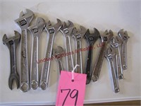 12 mixed brand adj wrenches SEE PICS