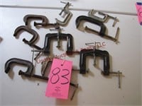 9 various size C-clamps