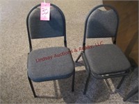 1 stack of 4 metal frame w/ cloth seat chairs, ...