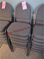 1 stack of 6 metal frame w/ cloth seat chairs